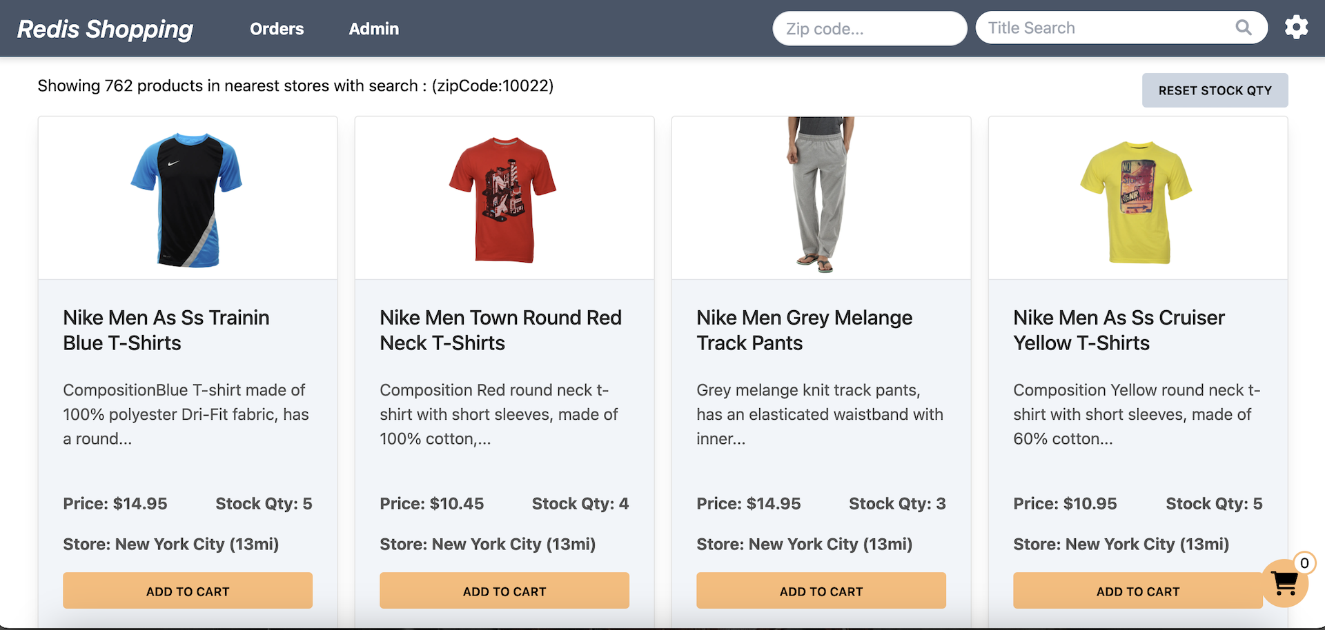 Redis Microservices E-commerce App Frontend - Products Page