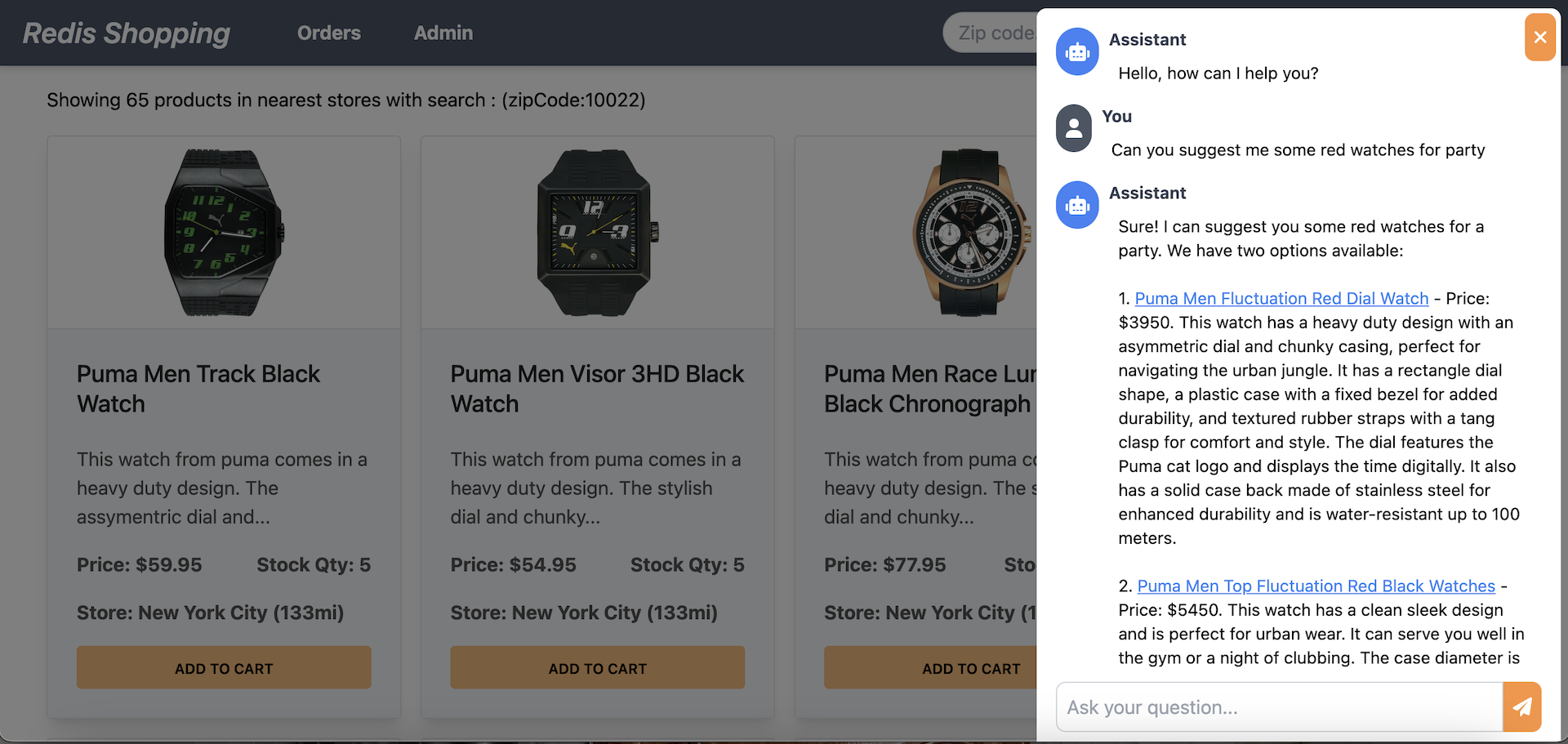 Redis Microservices E-commerce App Frontend - Chat Bot
