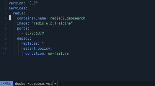Screen grab of the YAML file