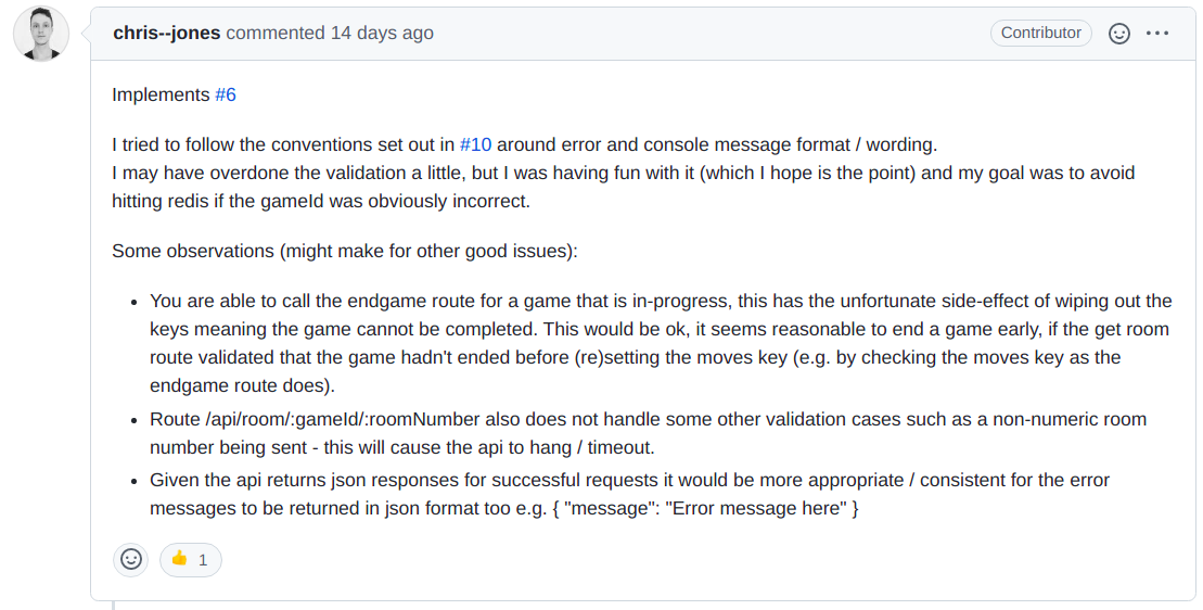 Screen grab of another contributor's PR