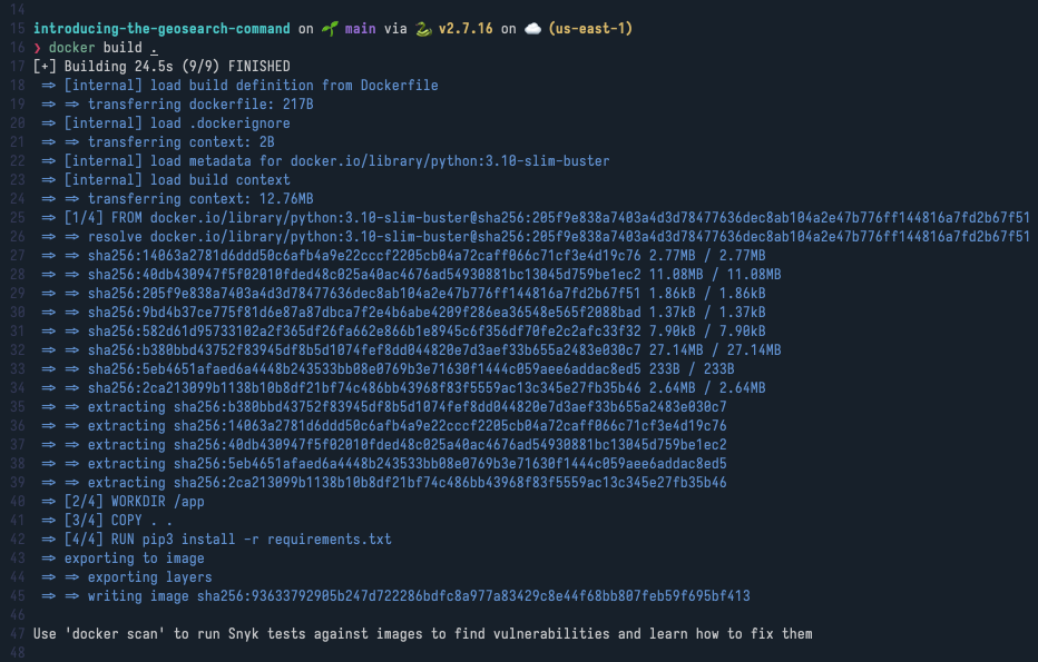 Screen grab of the image build