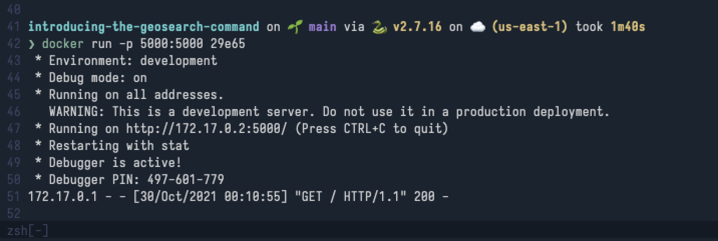 Screen grab of the port binding
