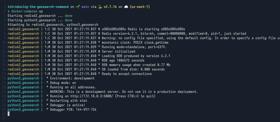 Screen grab of the docker-compose-up command