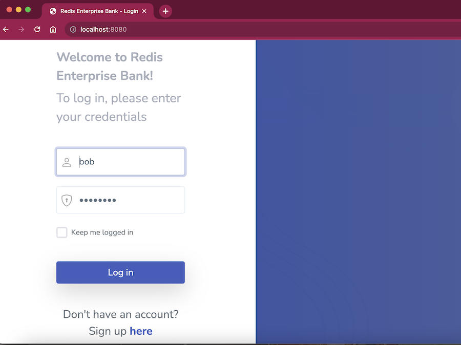 login page