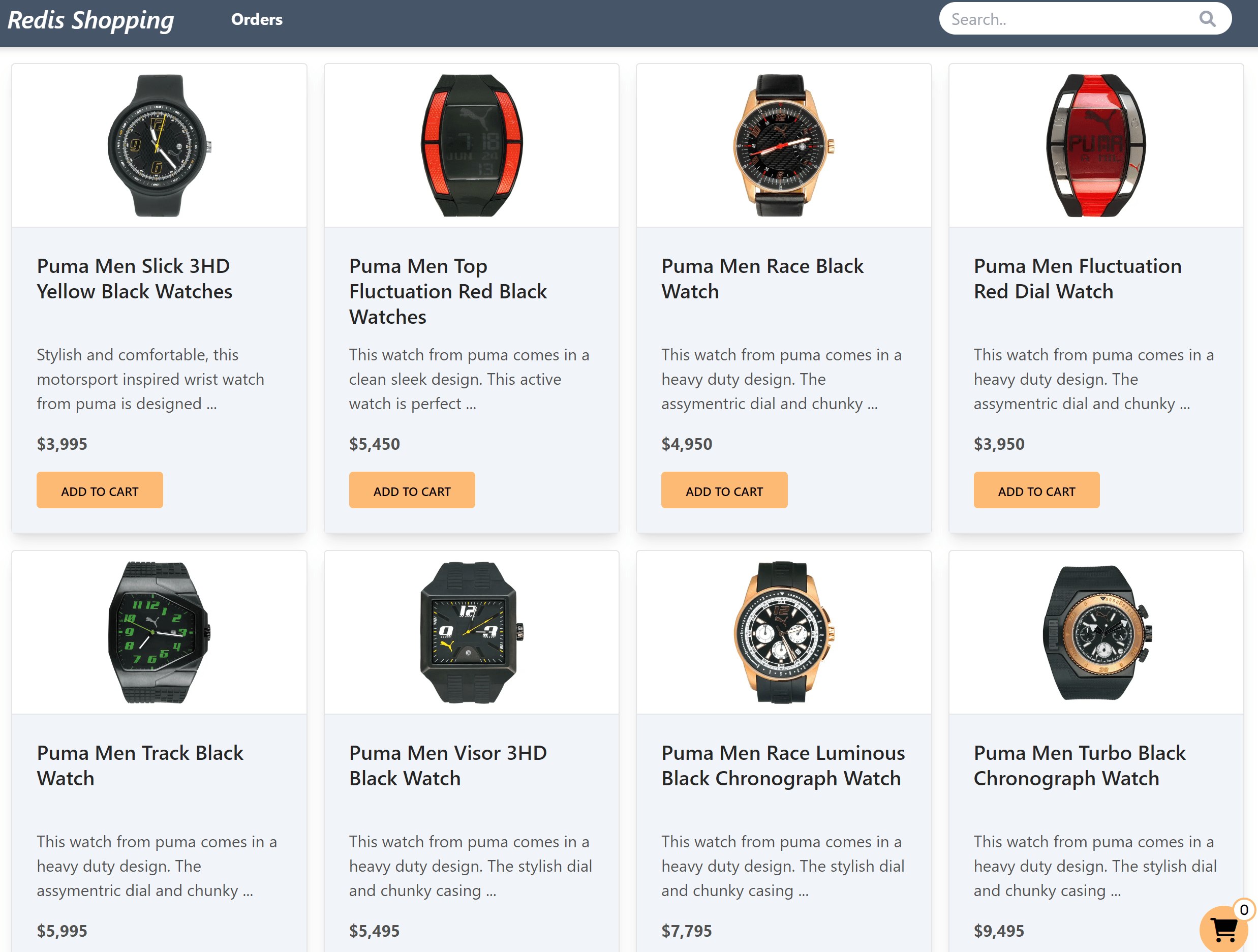 redis microservices e-commerce app frontend products page