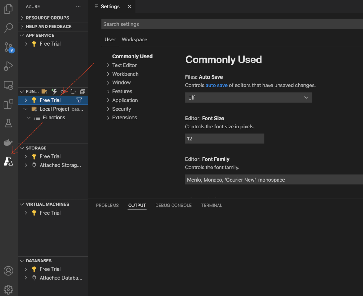 Configuring Azure in Visual Studio Code