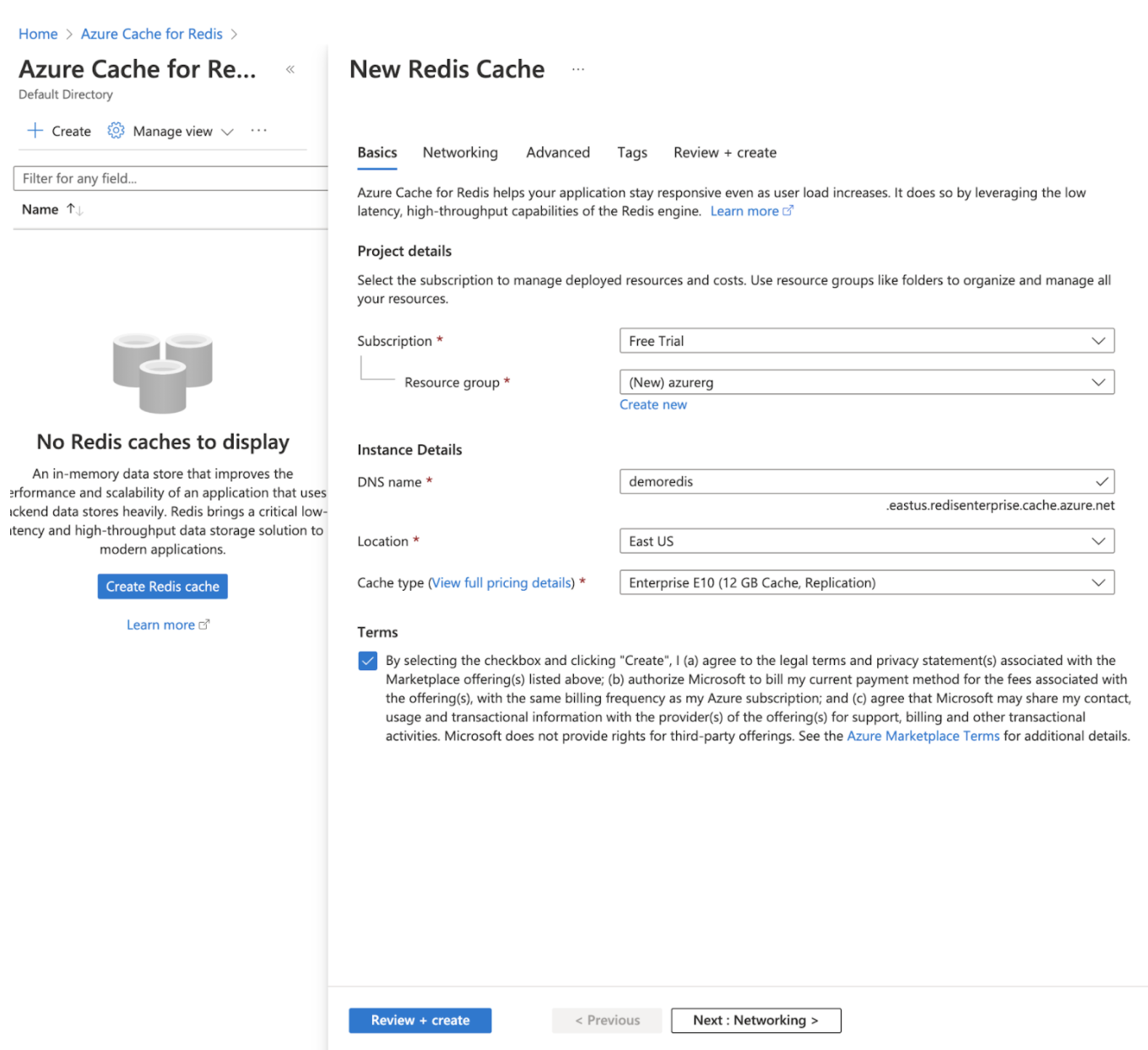 Creating a new Redis Instance