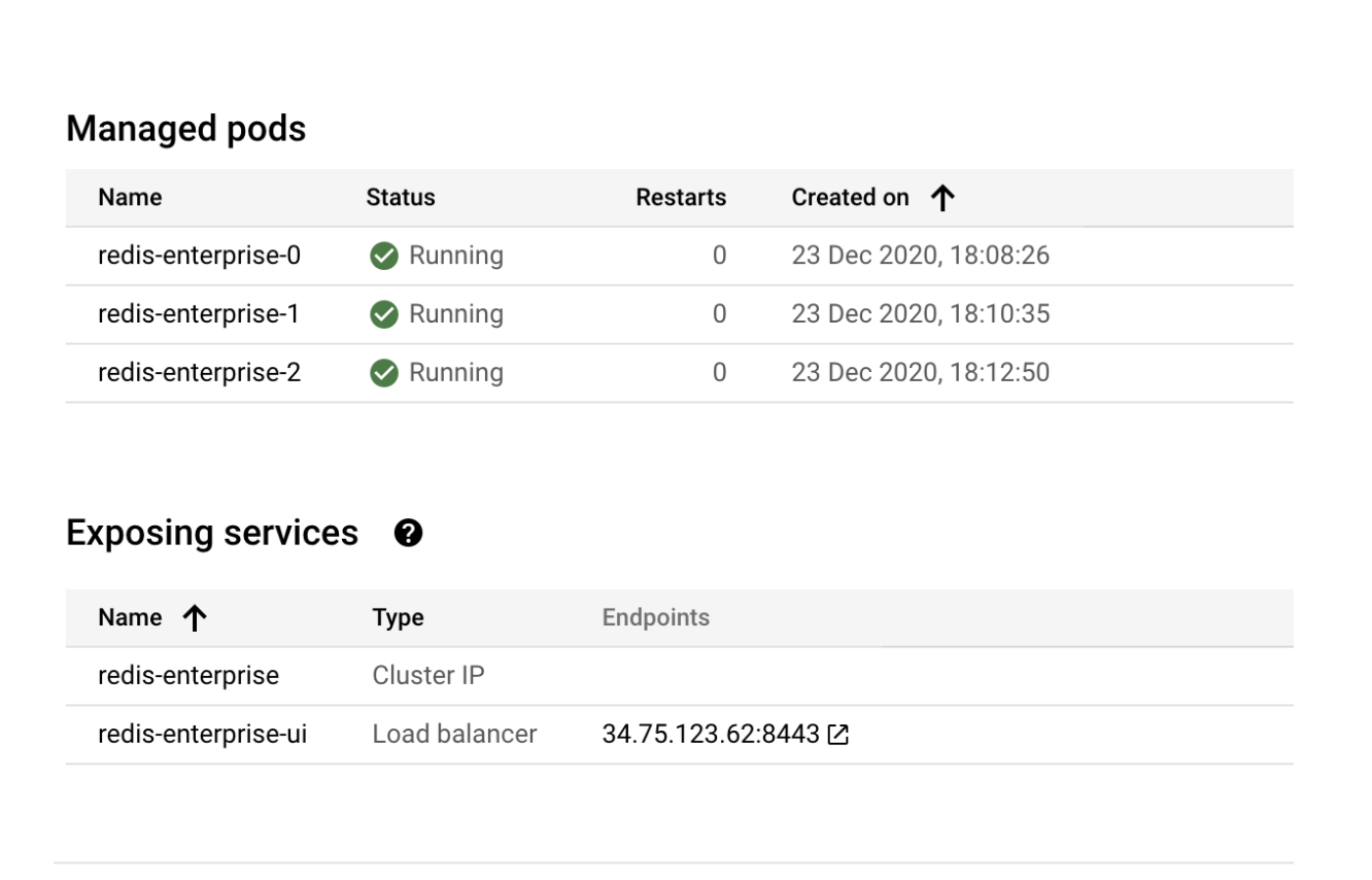 Redis Enterprise UI