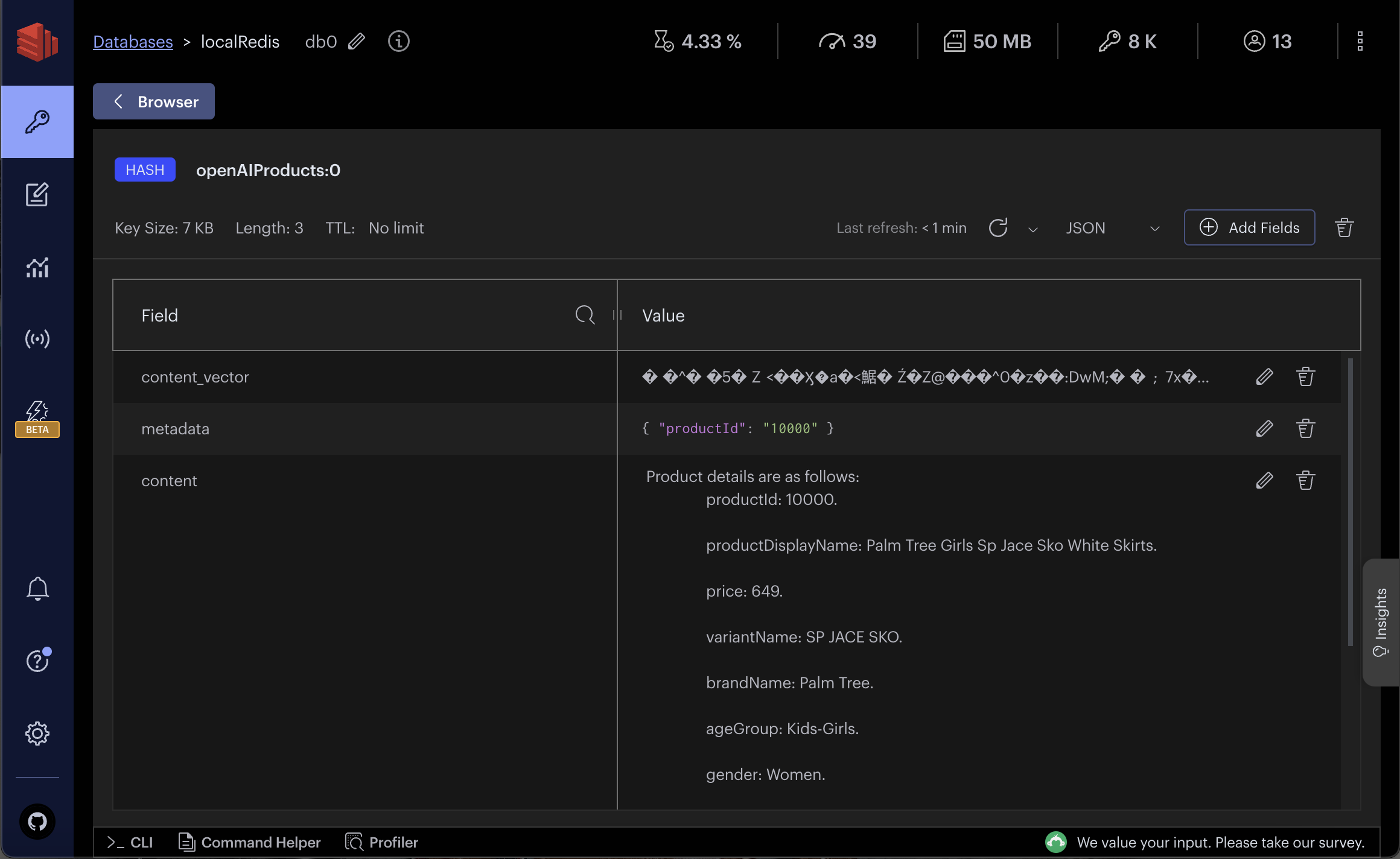 Redis Insight AI products