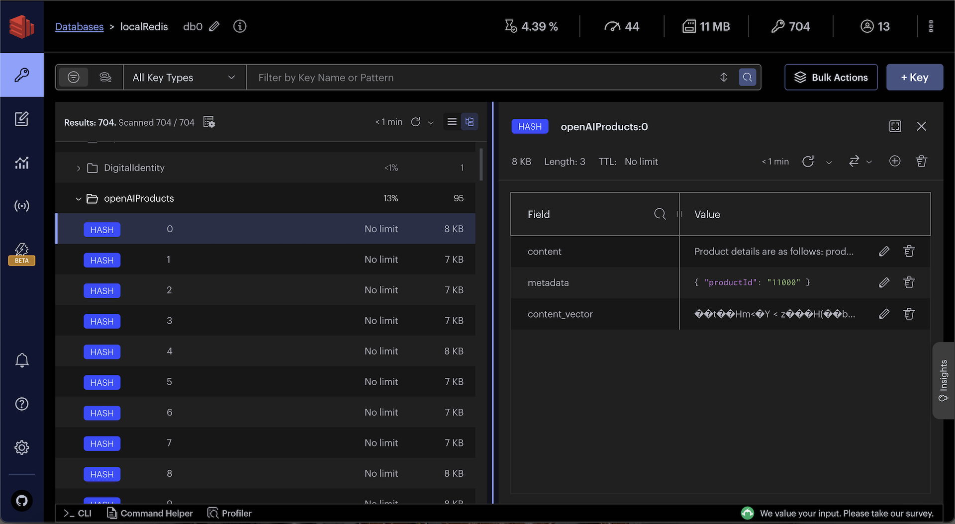 Redis Insight AI products