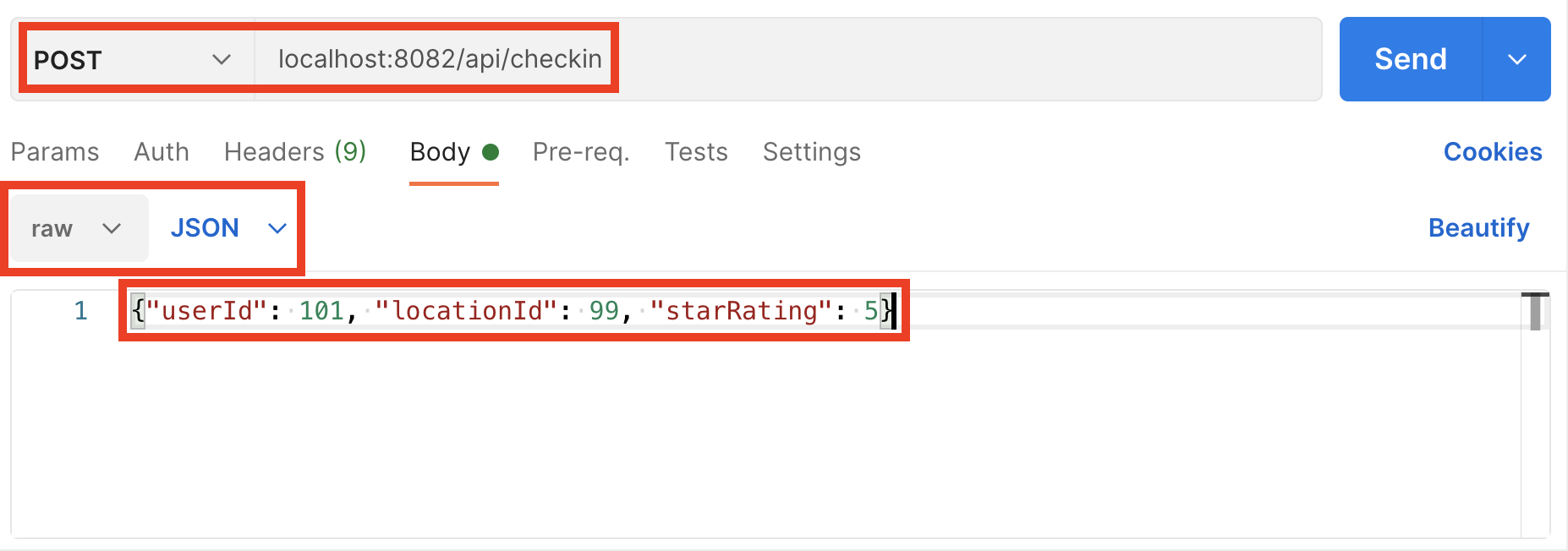 Checkin Test with Postman